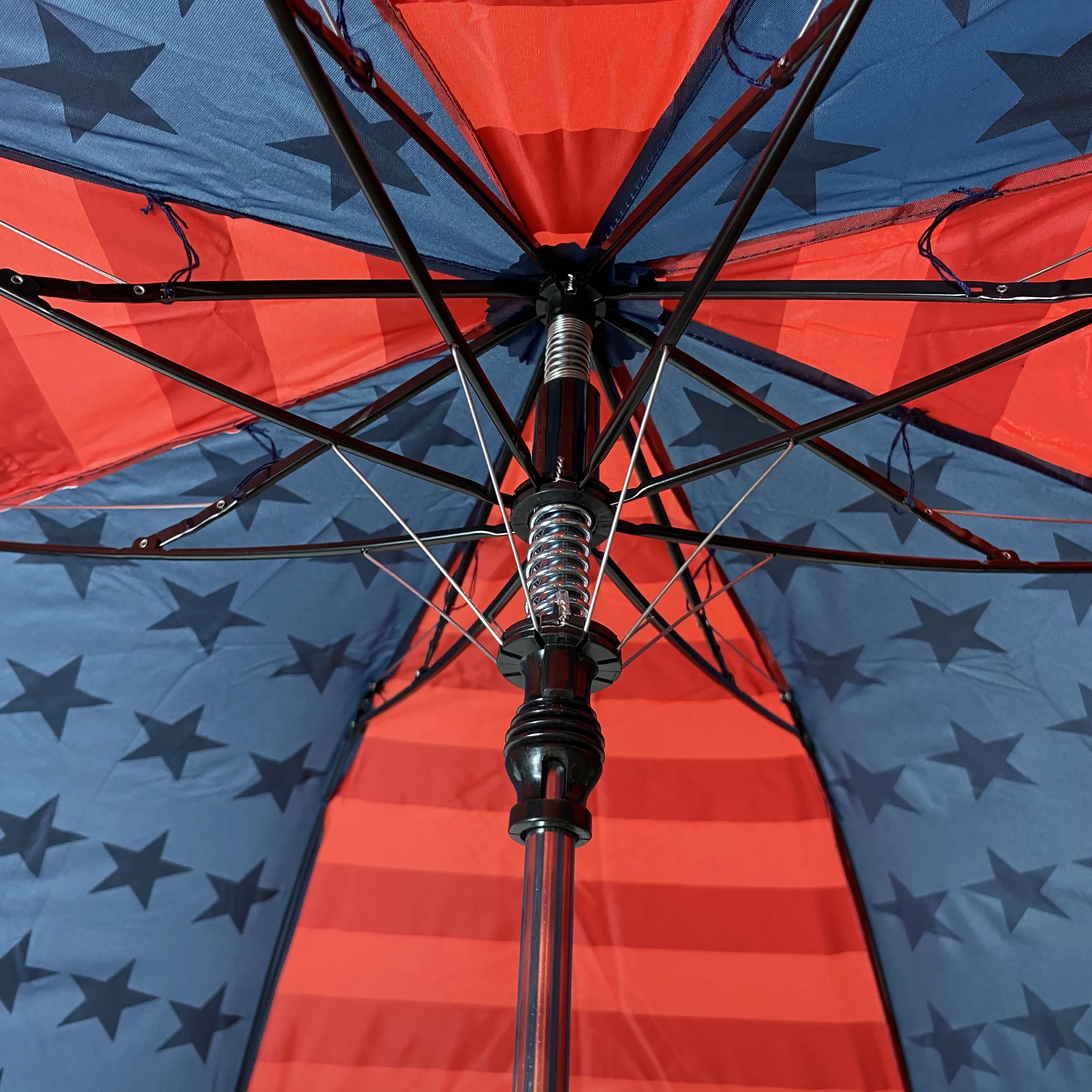 Ovida Payung Lipat 2 Cetakan Sutra AS Kustom Payung Pongee Buka Otomatis untuk Payung Bendera Nasional Poof Angin