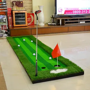 Venta al por mayor simulador de golf territorio-Césped artificial de doble agujero para practicar golf, simulador de golf para interior, fácil de llevar, entrenador de golf verde