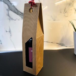Boîte cadeau pour bouteille de vin, emballage en carton pour 1 bouteille, conteneur pour cadeau - Product Image 5
