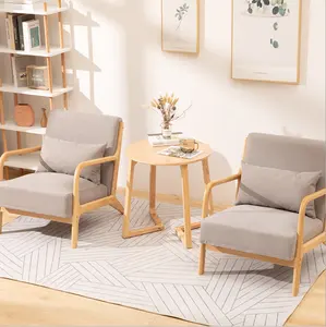 Fabrik Großhandel gepolstert Wohnzimmer Leinen Holz Sofa Set Möbel mit Stuhl und Tisch kostenlose Kombination