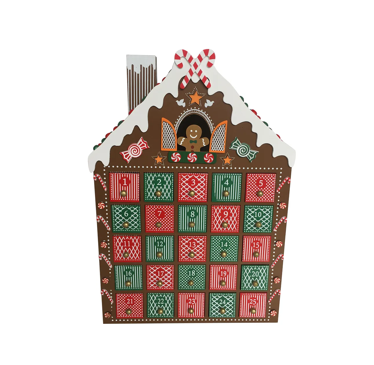 Best sale newest Christmas wooden house shaped advent calendar decoration box on table