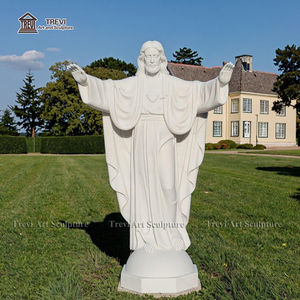 Christ le Rédempteur Taille Réelle Sculpture En Pierre Marbre Sacré-Cœur Jésus Statue - Product Image 6