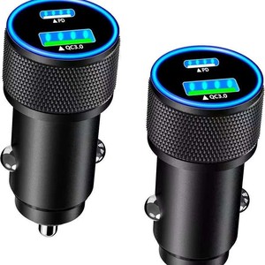 Cargador de coche con doble carga rápida QC3.0, cable USB Lightning con conector tipo resorte para dispositivos Apple, salida de 18W - Product Image 4