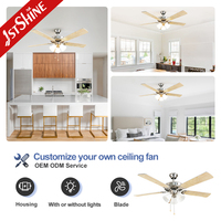 Ventilateur de plafond 1stshine en MDF avec lames, design moderne, intelligent, efficace, assurance qualité, vente en gros, avec lumière LED