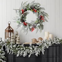 Guirlande de Noël décorative en aiguilles de pin blanches artificielles pour fête de Noël