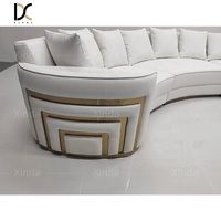 Sofá Curvo de Lujo para Sala de Estar de Piel Genuina Cómodo Seccional en Forma de C de 7 Plazas Juego de Sofás Muebles para Sala de Estar