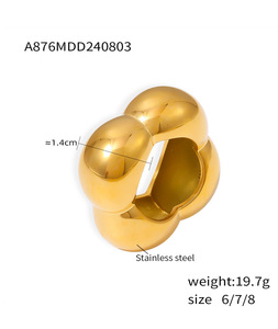 Wholesale Waterproof Texture Jewelry Chunky Exaggerate Flower Rings for Women Stainless Steel 18K Gold Plated Finger Ring - Product Image 5