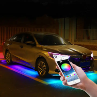 Lumières LED sous le véhicule de 1,2 m, lumières de bienvenue, changement de couleur, lumières colorées, application et télécommande, bande lumineuse d'ambiance intérieure, DRL