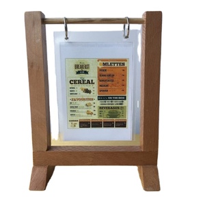 Soporte de madera para menú de doble poste, organizador de menú abatible, pantalla de menú, soporte de madera abatible - Product Image 1