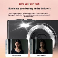 Kamera Digital Kompak 64MP untuk Pelajar, Video 4K, Zoom 18X, Lensa Ganda dengan Lampu LED, Layar HD 2.8 inci, 8+ Filter untuk Perjalanan
