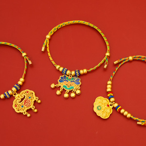 Collar de cuerda trenzada estilo chino para mascotas con colgante dorado, ajustable para gatos y perros pequeños, talla S M, adorno para el Festival de Primavera - Product Image 2
