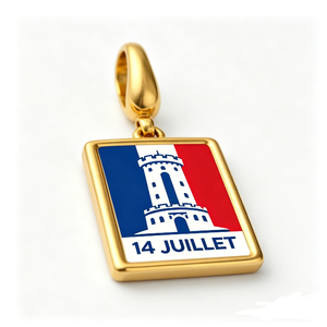 Colgante de esmalte del Día de la Bastilla francés del 14 de julio - Abalorio colgante de aleación de zinc chapado en oro para pulseras europeas - Product Image 5