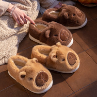 Chaussures en daim Capybara avec semelle EVA, nouveau style pour femme, chaussures d'intérieur parent-enfant, en velours chaud antidérapant, talon pour homme