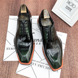 Zapatos formales de negocios de alta gama para hombre, de cuero genuino en colores retro, con cordones, tipo derby, ideales para la oficina. - Product Image 5