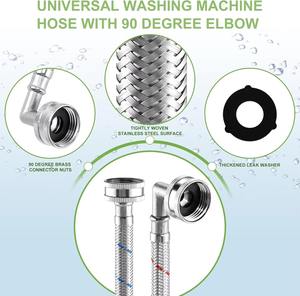 Tuyau de raccordement tressé en acier inoxydable 304 de 1,2 m pour machine à laver, eau chaude et froide, en promotion - Product Image 3