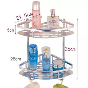 Soporte de exhibición de esquina de metal Estante de esquina de baño triangular de acero inoxidable Estante de almacenamiento de cosméticos de inodoro sin perforaciones - Product Image 6