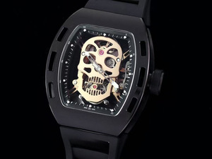 Orologio Automatico Meccanico Sportivo da Uomo con Tourbillon Scheletrato in Ceramica Nera, Raro e Unico, Realizzato in Materiale 052 - Product Image 2