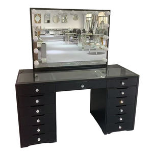 โต๊ะแต่งหน้ากระจกตั้งขนาดใหญ่พร้อมไฟ LED ทำจากไม้เฟอร์นิเจอร์บูติกทันสมัย - Product Image 4