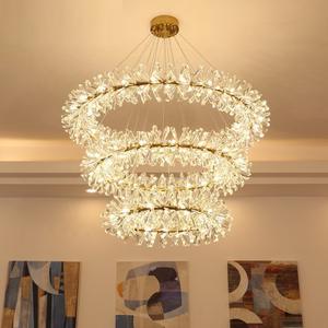 Lampe moderne en cristal LED or Vente en gros Anneau Pendentif Lumière avec télécommande pour salle à manger Éclairage décoratif - Product Image 6