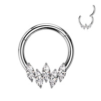 Cincin Septum Hidung dari Paduan Titanium G23 dengan Berlian, Perhiasan Tindik Tubuh, Aksesori Hidung Berbentuk Daun yang Dapat Disesuaikan dan Serbaguna.