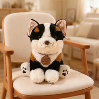 Peluche Corgi 26 cm assis et 32 cm couché, chien en peluche noir/jaune, rembourrage en coton PP, poupée en peluche courte et douce, 3 ans et plus