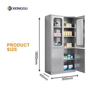 Armoire à <span class=keywords><strong>pharmacie</strong></span> en acier inoxydable à quatre portes avec étagères réglables pour salle d'opération, clinique dentaire, stockage d'instruments médicaux stériles - Product Image 2