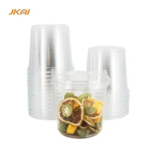 Jkai Customized 12/16/24/32oz Clear Soup Bowl With Lid Disposable Pet Plastic Deli Container