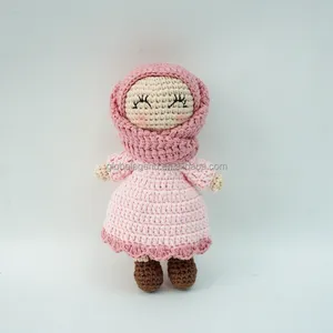 手工钩编头巾Amigurumi娃娃穆斯林女孩儿童玩具娃娃礼物