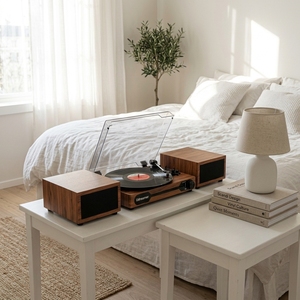 <span class=keywords><strong>Giradischi</strong></span> Moderno Stile Mid-Century con Altoparlanti Stereo Indipendenti, <span class=keywords><strong>Giradischi</strong></span> Wireless a 3 Velocità per un Audio Domestico Estetico - Product Image 4