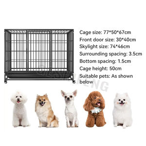 Ağır katlanabilir <span class=keywords><strong>Metal</strong></span> Kennels tepsi ve hareketli tekerlekler ile büyük köpek kafesleri - Product Image 6