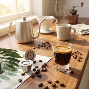 <span class=keywords><strong>Capsule</strong></span> de café <span class=keywords><strong>réutilisable</strong></span> pour <span class=keywords><strong>Nespresso</strong></span>, tasses à expresso <span class=keywords><strong>en</strong></span> acier inoxydable, <span class=keywords><strong>capsule</strong></span> de café rechargeable avec tamper, accessoires pour café - Product Image 6