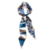 Foulard coréen léger à imprimé floral pour l'été, long foulard de cou frais à motif lettres, accessoires polyvalents pour sac et ruban