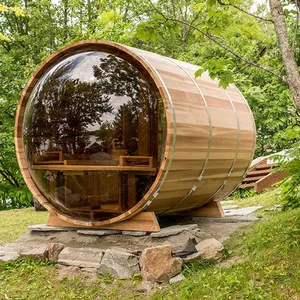 Novo Estilo Ao Ar Livre Salas de Sauna A Vapor Úmido Sauna Barril de Cedro Vermelho