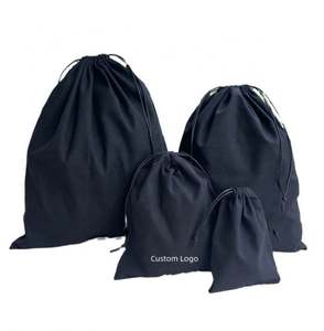 High Quality Custom Logo Canvas Cotton <b>Drawstring</b> <b>Bag</b> Black Reusable Gift Dust <b>Bag</b> Packaging Cloth - Product Image 1