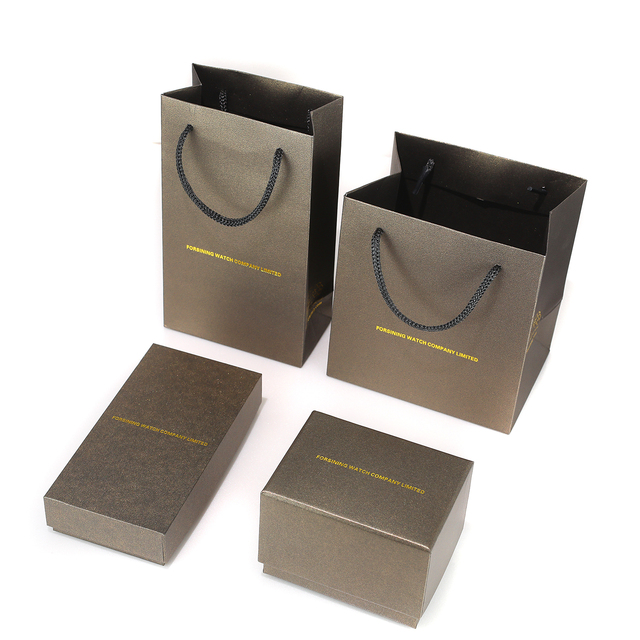 FORSINING No Logo Brown Black Water Resistant Paper Square/Rectangular China Model Boxes Watch Box