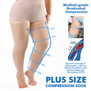 Bas de contention grande taille 20-30 mmHg à compression graduée, manchons cuisse-haut avec bande antidérapante, réduit l'enflure pour les varices - Product Image 1