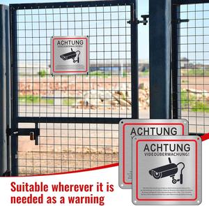 Segno di videosorveglianza personalizzato SECURUN proprietà privata 15X15 cm segno di sorveglianza della telecamera in alluminio - Product Image 6