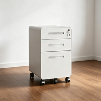 Bureau mobile en métal moderne avec unité de rangement basse à trois tiroirs pour classeurs de bureau à domicile
