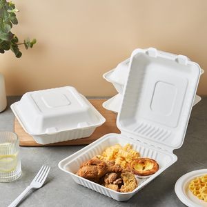Envase de Alimentos Desechable <span class=keywords><strong>Ecopack</strong></span> Rectangular, Grueso, Resistente al Aceite, Biodegradable, Hecho con Materiales Reciclados, Color Primario, Bagazo - Product Image 1