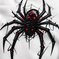 T-shirt blanc RAMAX personnalisé avec motif araignée, coton épais 300g, coupe oversize, style streetwear, vente en gros, fournisseur OEM