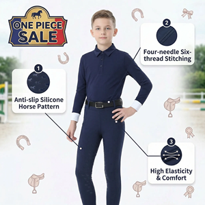 Collants d'équitation pour filles et garçons, avec grip antidérapant en silicone, taille haute, tissu extensible, pour cavaliers - Product Image 1
