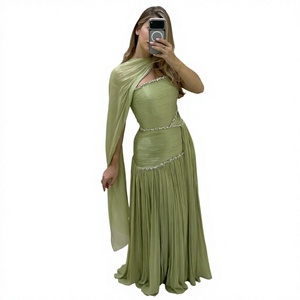 Customize Strapless Pleated Empire Waist Asymmetrical Evening <b>Dress</b> <b>Rhinestone</b> Embellished Floor Length Sleeveless Formal Gown - Product Image 2