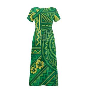 Abito a manica corta con Design polinesiano a basso MOQ con tasche da donna con scollo a V allentato abito da festa da spiaggia all'ingrosso - Product Image 5