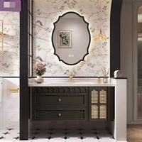 Meuble-lavabo flottant moderne américain de 48 à 60 pouces, style Shaker, avec armoire de rangement d'angle, étanche pour salle de bain
