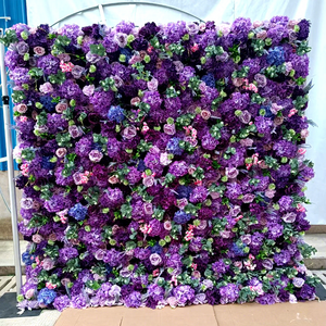 Panneau de fond floral violet lavande L05, rideau enroulable, tapis mural de fleurs artificielles en soie rose lilas pour décoration de mariage - Product Image 4