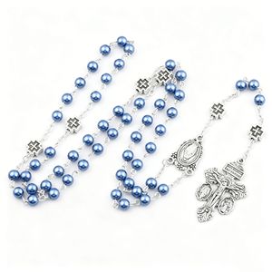 Chapelet Catholique Miraculeux avec Médaille de Jésus-<span class=keywords><strong>Christ</strong></span>, Perles de Verre, <span class=keywords><strong>Croix</strong></span> et Perles de Notre Père - Product Image 2