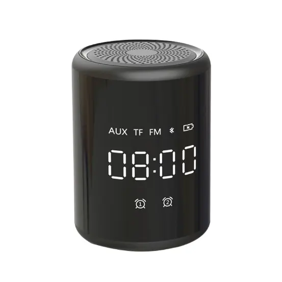 Portable speaker card mobile phone sound LED alarm clock display mini circular creative wireless Speaker