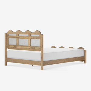 Cama de Madera con Cabecera Acanalada, Base de Láminas de Madera Clara, Estructura de Cama Moderna y Minimalista para Dormitorio - Product Image 3