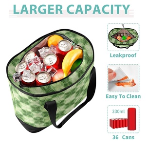 Hawaiian Green Ulu Quilt Print Cooler <b>Tote</b> Custom Design Nylon Reusable Outdoor Picnic <b>Bag</b> Portable Insulated <b>Lunch</b> <b>Tote</b> - Product Image 4