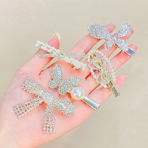 2022夏季银色水晶珍珠发夹女新娘花型发饰合金女童 - Product Image 3